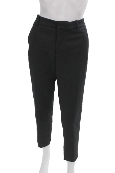 Zara Womens Ankle Pants Black Polyester Button Size M