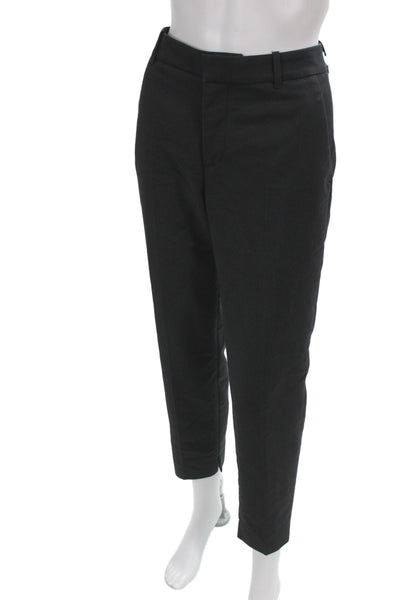 Zara Womens Ankle Pants Black Polyester Button Size M