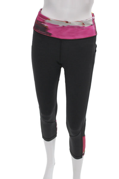 Lululemon Women Capri Black Leggings Colorblock Athleisure Size 8
