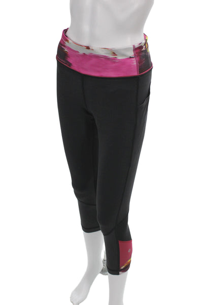 Lululemon Women Capri Black Leggings Colorblock Athleisure Size 8