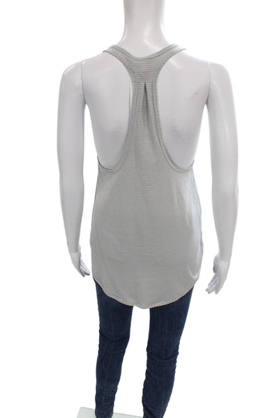 Lululemon Women Striped Gray Cotton Scoop Neck Tank Athleisure Size 4