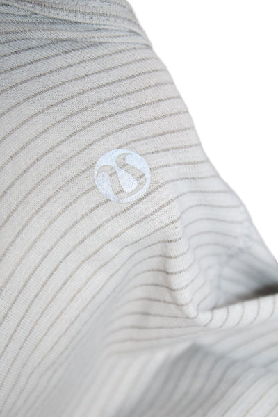 Lululemon Women Striped Gray Cotton Scoop Neck Tank Athleisure Size 4