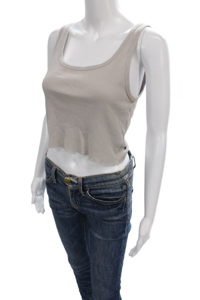 Sunday Best Women Basic Sleeveless Scoop Neck Tank Gray Cotton Size M