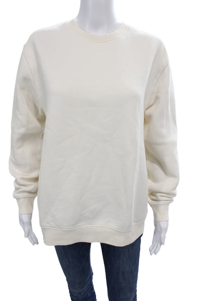 Zara Womens Basic Ivory Crew Neck Long Sleeve Sweatshirt Size S