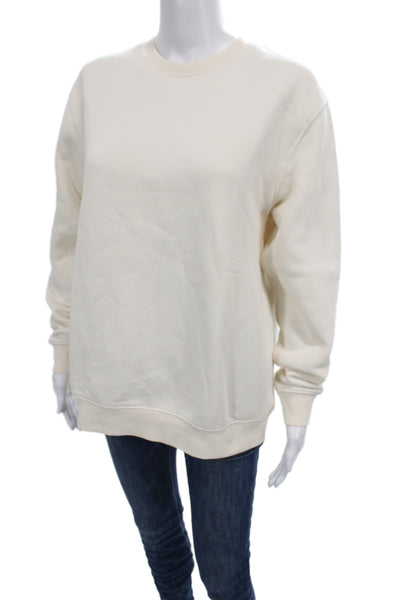 Zara Womens Basic Ivory Crew Neck Long Sleeve Sweatshirt Size S