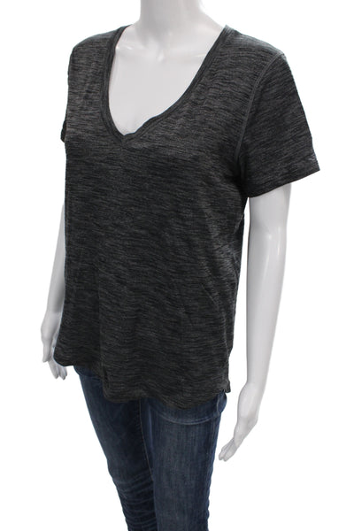 Lululemon Women V-Neck Short Sleeve Basic T-Shirt Gray Polyester Size 6