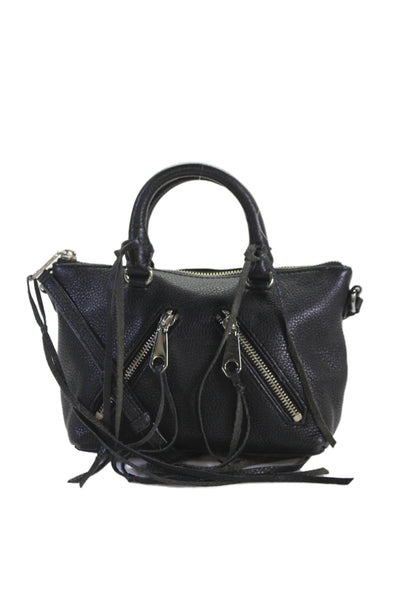 Rebecca Minkoff Womens Single Strap Pocket Front Leather Crossbody Handbag Black