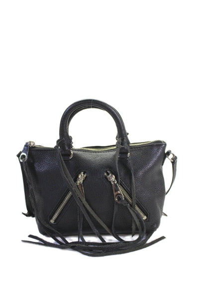 Rebecca Minkoff Womens Single Strap Pocket Front Leather Crossbody Handbag Black