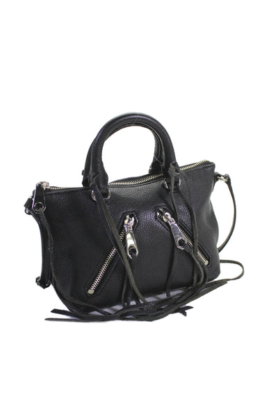 Rebecca Minkoff Womens Single Strap Pocket Front Leather Crossbody Handbag Black