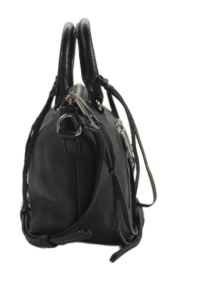 Rebecca Minkoff Womens Single Strap Pocket Front Leather Crossbody Handbag Black