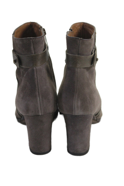 Casini Womens Side Zip Block Heel Suede Ankle Booties Brown Size 40