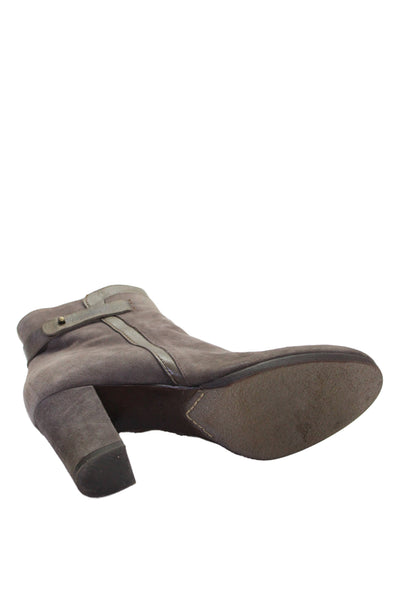 Casini Womens Side Zip Block Heel Suede Ankle Booties Brown Size 40