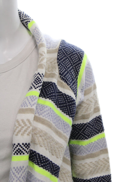 Milly Women Beige Argyle V-Neck Long Sleeve Cardigan Size PP