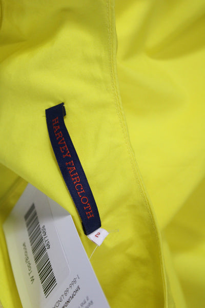 Harvey Faircloth Womens Yellow Cotton Blouse Short Sleeve Round Neck Size 2