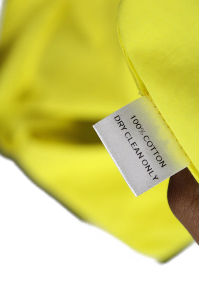 Harvey Faircloth Womens Yellow Cotton Blouse Short Sleeve Round Neck Size 2