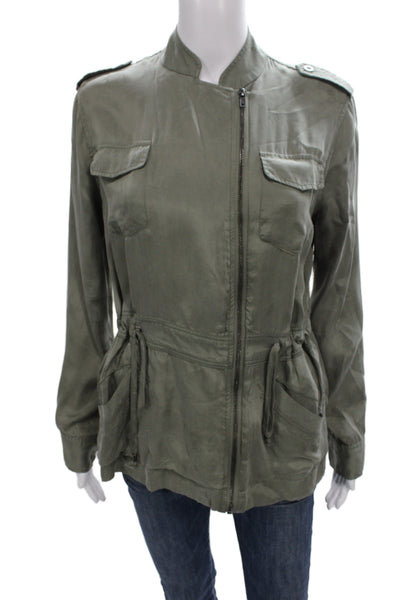 Rails Womens Military Jacket Green Zip Cupro Long Sleeve Size XS