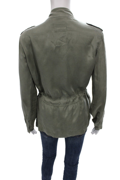 Rails Womens Military Jacket Green Zip Cupro Long Sleeve Size XS