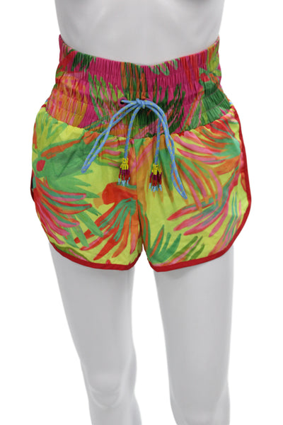 Farm Rio Womens Paperbag Floral Multicolor Drawstring Polyester Shorts Size XS