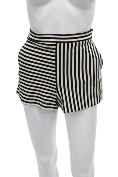 Tibi Womens Striped Black Hot Pants Cotton Zip Size 0