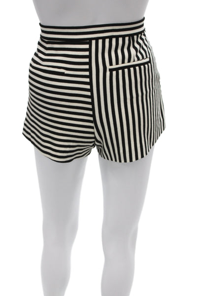 Tibi Womens Striped Black Hot Pants Cotton Zip Size 0