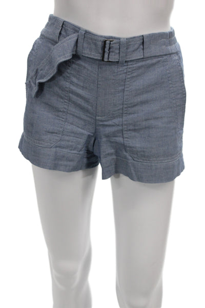 Vince Womens Utility Blue Cotton Shorts Buckle Size 2XS