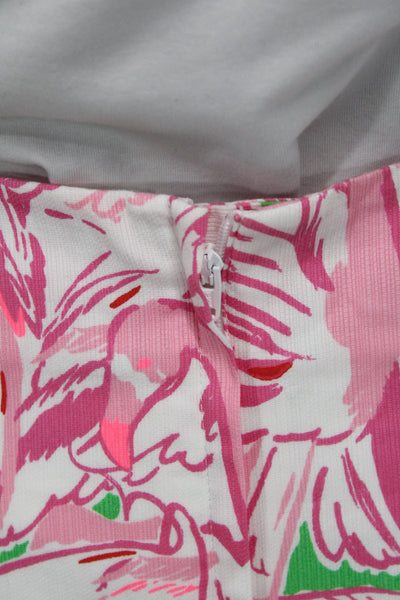 Lilly Pulitzer Womens Mini Green Animal Print Flamingo Cotton Skirt Size 0