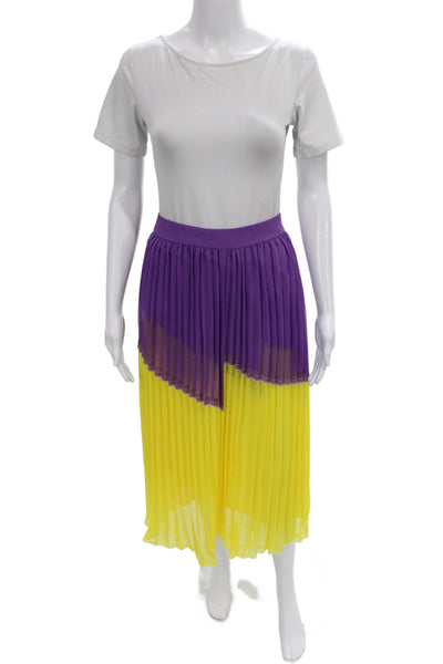 Derek Lam 10 Crosby Women Pleated Long Purple Skirt Zip Polyester Size 2