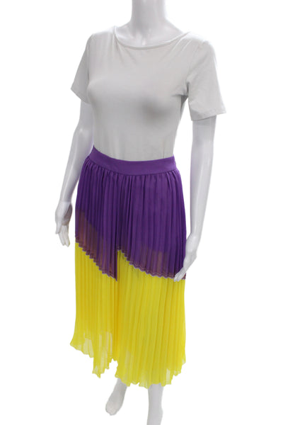 Derek Lam 10 Crosby Women Pleated Long Purple Skirt Zip Polyester Size 2