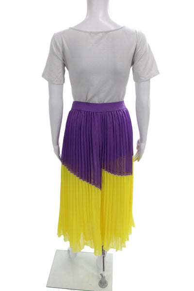 Derek Lam 10 Crosby Women Pleated Long Purple Skirt Zip Polyester Size 2