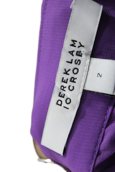 Derek Lam 10 Crosby Women Pleated Long Purple Skirt Zip Polyester Size 2