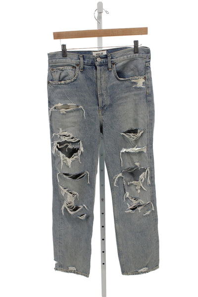 Agolde Womens Straight Jeans Blue High Rise Cotton Size 26