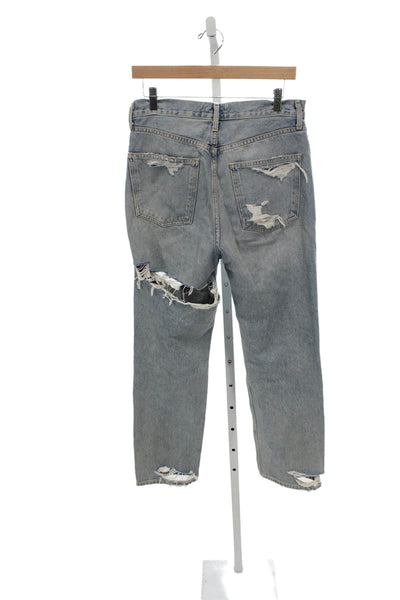 Agolde Womens Straight Jeans Blue High Rise Cotton Size 26