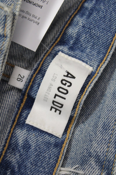 Agolde Womens Straight Jeans Blue High Rise Cotton Size 26