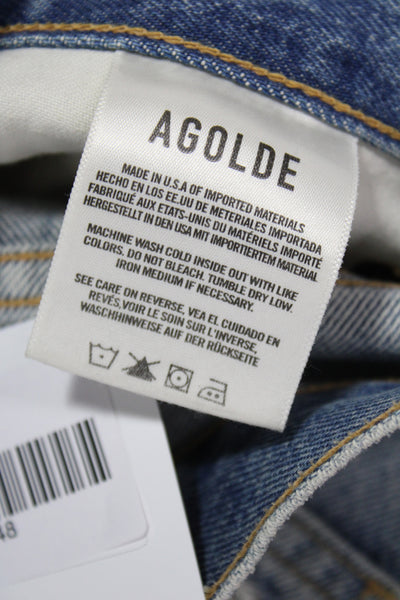 Agolde Womens Straight Jeans Blue High Rise Cotton Size 26