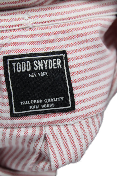 Todd Snyder Mens Button Up Long Sleeve Collared Striped Shirt Red White Medium