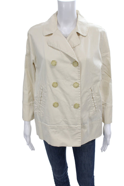 Pure DKNY Women Pea Coat Beige Cotton Button Closure Size M