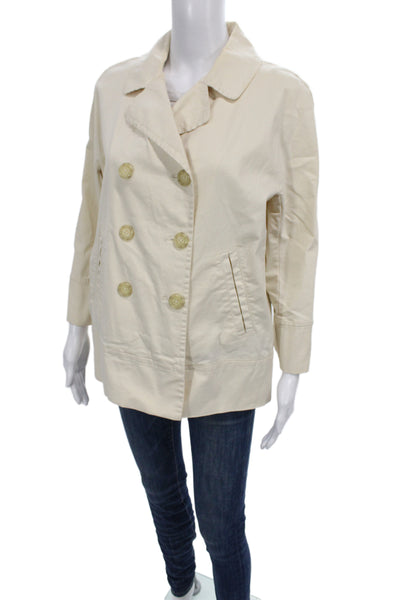 Pure DKNY Women Pea Coat Beige Cotton Button Closure Size M