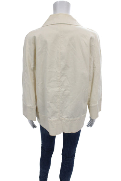 Pure DKNY Women Pea Coat Beige Cotton Button Closure Size M