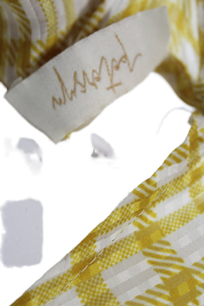 Petersyn Women Fit & Flare Gingham Yellow Long Sleeve Full Length Dress Size S