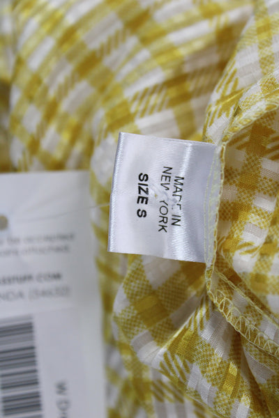 Petersyn Women Fit & Flare Gingham Yellow Long Sleeve Full Length Dress Size S