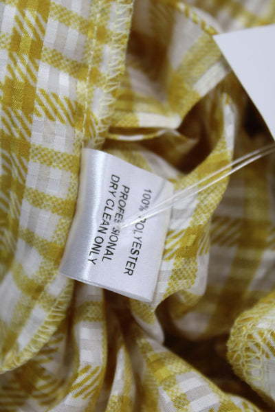 Petersyn Women Fit & Flare Gingham Yellow Long Sleeve Full Length Dress Size S