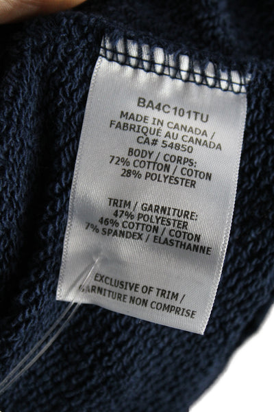 Wesley Women Pullover Sweatshirt Blue Mock Neck Drawstring Long Sleeve Size 2XS