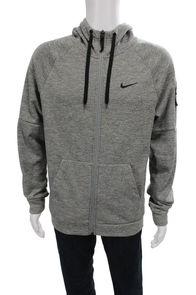 Nike Mens Full Zip Hoodie Gray Polyester High Neck Athleisure Size S