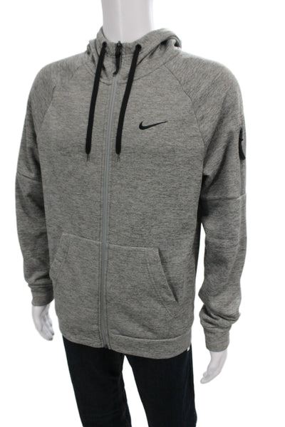 Nike Mens Full Zip Hoodie Gray Polyester High Neck Athleisure Size S