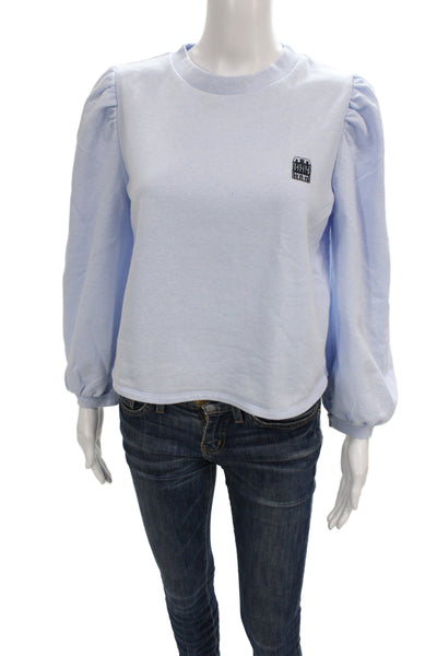 Hill House Women Basic Long Sleeve T-Shirt Blue Crew Neck Size S
