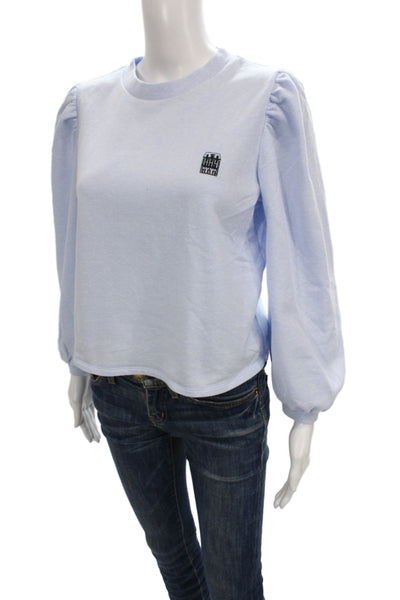 Hill House Women Basic Long Sleeve T-Shirt Blue Crew Neck Size S