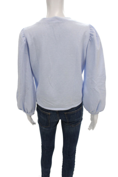 Hill House Women Basic Long Sleeve T-Shirt Blue Crew Neck Size S