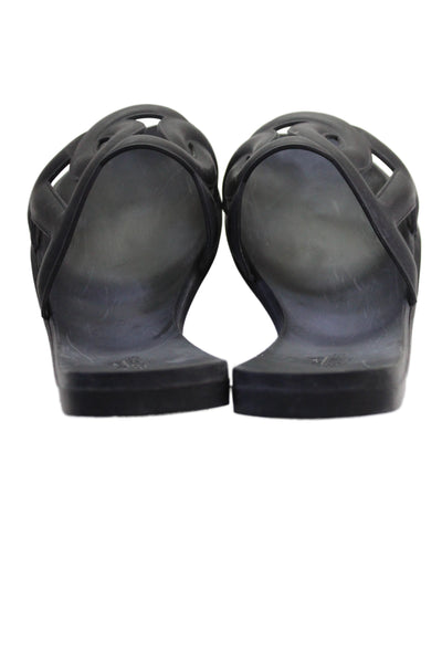 Hermes Womens Slide On Casual Sandals Black Size 37 7