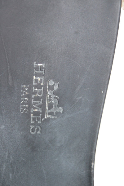 Hermes Womens Slide On Casual Sandals Black Size 37 7