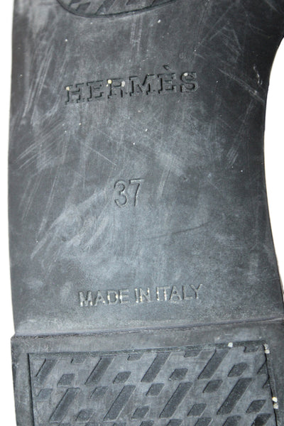 Hermes Womens Slide On Casual Sandals Black Size 37 7